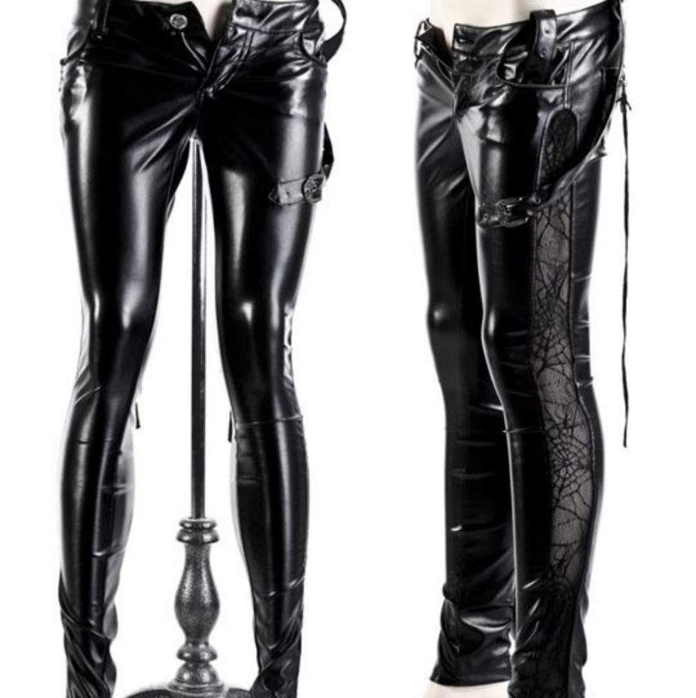Punk Rave Rare Spider Web Black Bondage Skinny Pants Large